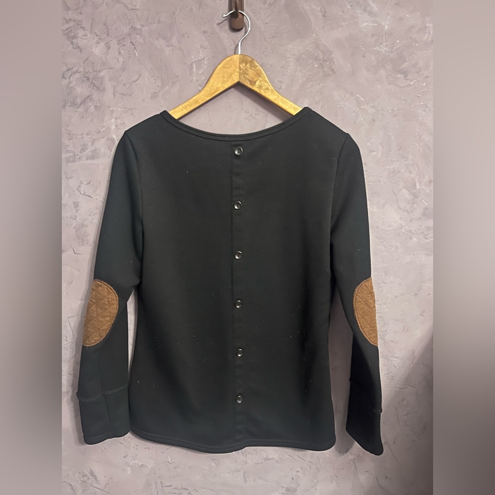 Long Sleeve Black Elbow Patch Sweater